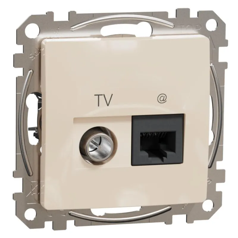 Cenově Výhodný Datová zásuvka Schneider Electric Sedna Design RJ45 kat.6 UTP+TV individuální, SDD112469T béžová