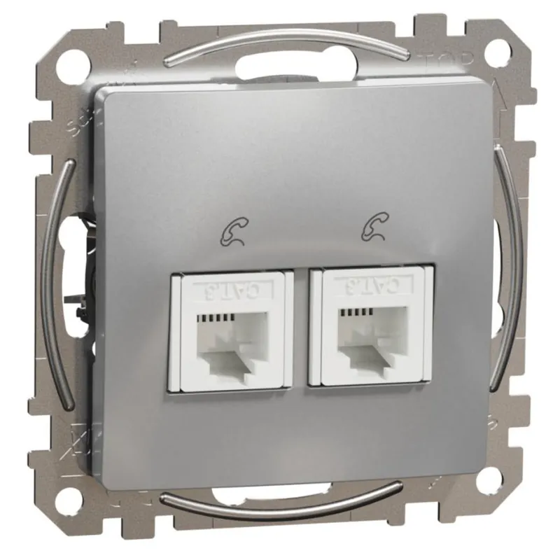 Koupit Online Telefonní zásuvka Schneider Electric Sedna Design 2xRJ11, SDD113492 aluminium