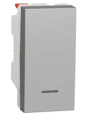 Spínač s orientační kontrolkou Schneider Electric Nová Unica řazení 1/0 So, NU310630N, 1M, aluminium Oblíbený