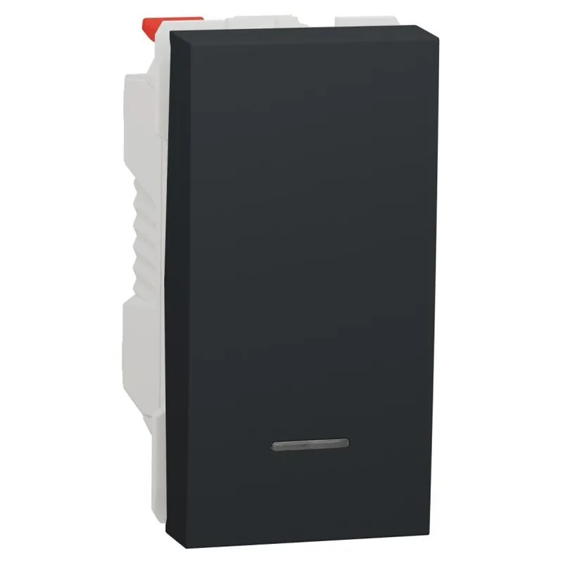 Originální Spínač s orientační kontrolkou Schneider Electric Nová Unica řazení 1/0 So, NU310654N, 1M, antracit