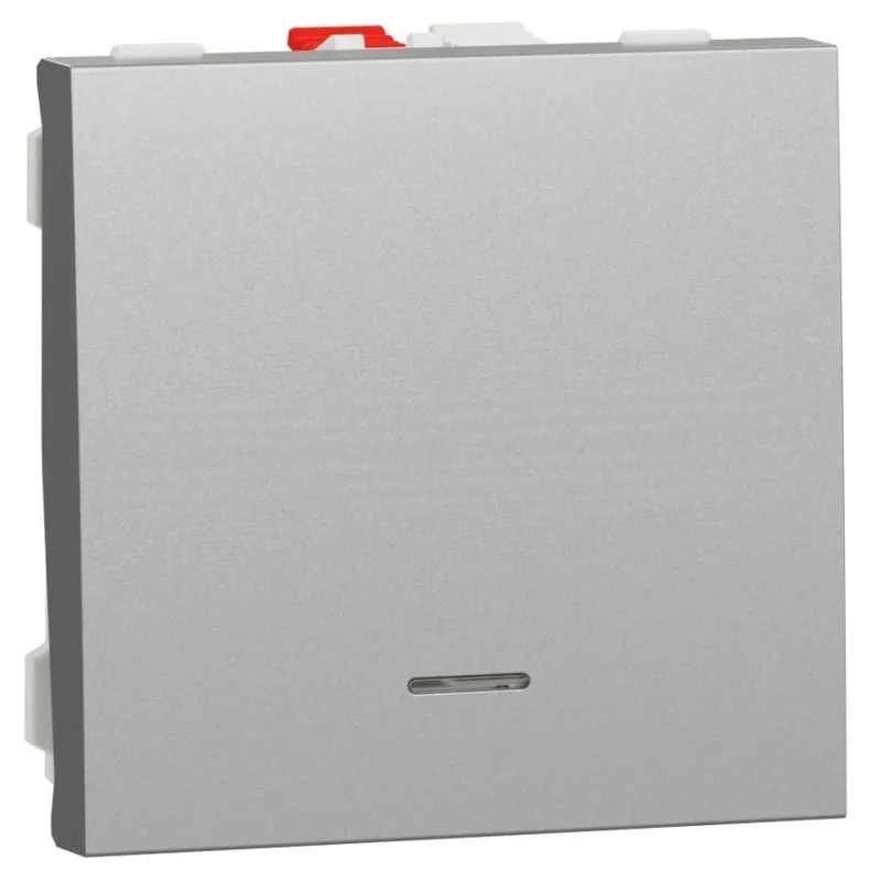 Spínač s orientační kontrolkou Schneider Electric Nová Unica řazení 1/0 So, NU320630N, 2M, aluminium Hit Sezóny