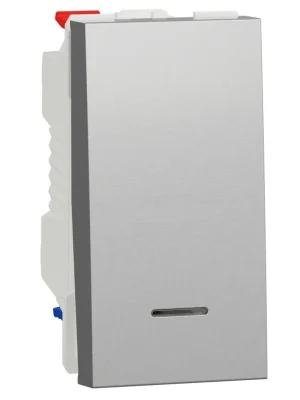 Spínač střídavý s nulovou svorkou Schneider Electric Nová Unica č. 6, NU310330S, 1M, aluminium Značkový