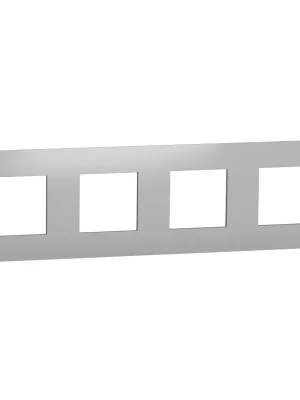 Krycí rámeček čtyřnásobný Schneider Electric Nová Unica NU200830 aluminium Cenově Výhodný