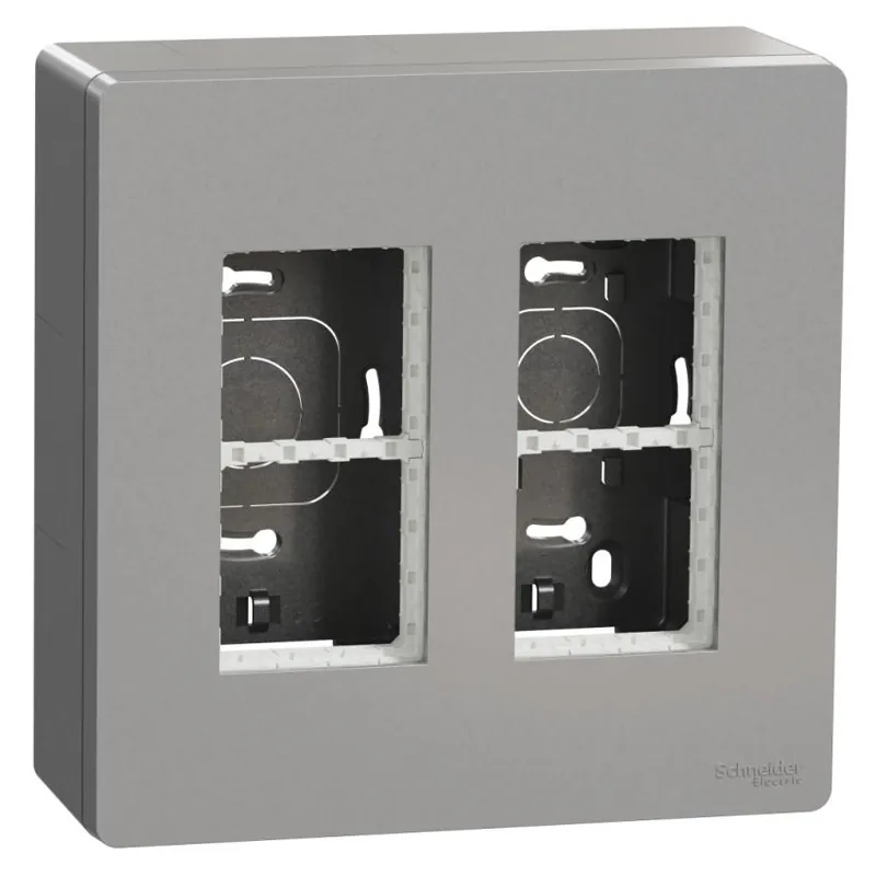 Centrální jednotka 2x4 modulů vertikální povrchová Schneider Unica System+ aluminium NU122430 Expresní Doručení