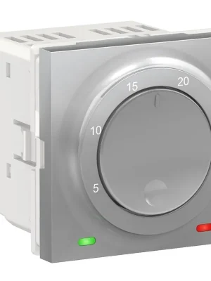 Akční Cena Termostat prostorový otočný 2M Schneider Unica aluminium NU350130