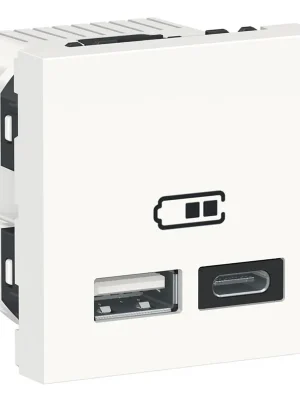 Nabíjecí dvojitý konektor Schneider Unica USB A+C 2.4A 2M bílý NU301818 Finální Výprodej