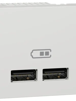 Nabíjecí dvojitý konektor Schneider Unica USB A+A 2.1A 2M bílý NU341818 Poslední Šance