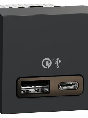 Objednat Nyní Nabíjecí dvojitý konektor Schneider Unica USB A+C 18W 2.4A 2M antracit NU301954