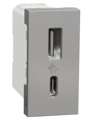 Pouze Dnes Nabíjecí dvojitý konektor Schneider Unica USB A+C 2.4A 1M aluminium NU301630