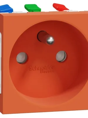 Zásuvka bezšroubová s clonkami Schneider Unica 250V/16A 2P+E oranžová NU305961 Poslední Šance