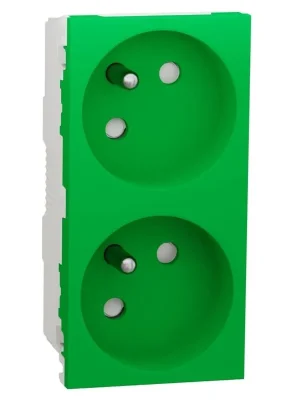 Expresní Doručení Zásuvka bezšroubová s clonkami dvojitá 45st Schneider Unica 250V/16A 2x2P+E zelená NU306906