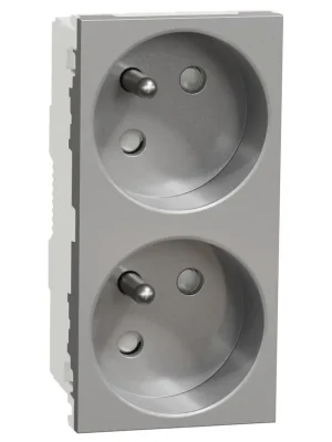 Cenový Hit Zásuvka bezšroubová s clonkami dvojitá 45st Schneider Unica 250V/16A 2x2P+E aluminium NU306930