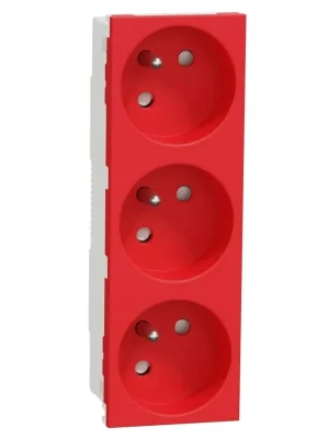 Zásuvka bezšroubová s clonkami trojitá 45st Schneider Unica 250V/16A 3x2P+E červená NU307903 Koupit Online