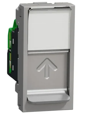 Datová zásuvka Schneider Electric Nová Unica 1xRJ45ST kat.6a FTP, NU344830, 1M, aluminium Must-Have