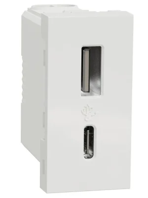 Nejlepší Volba Dvojitý nabíjecí USB konektor Schneider Unica A+C 2.4A 1m bílá NU301618