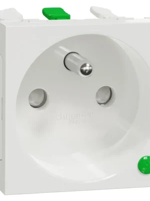 Zásuvka s přepěťovou ochranou 2P+E Schneider Electric Nová Unica NU305918EP, 250V/16A, clonky, bezšroubová,bílá Ihned K Objednání