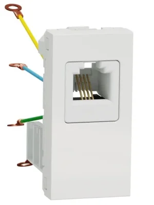 Finální Výprodej Telefonní zásuvka RJ12 Schneider Electric Nová Unica NU349118, 6 kontaktů, 1M, bílá