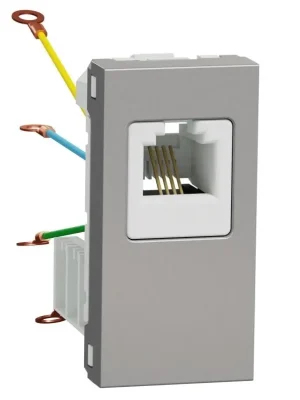 Telefonní zásuvka RJ12 Schneider Electric Nová Unica NU349130, 6 kontaktů, 1M, aluminium Cenový Hit