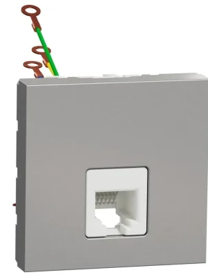 Dokud Zásoby Vydrží Telefonní zásuvka RJ12 Schneider Electric Nová Unica NU349730, 6 kontaktů, 2M, aluminium