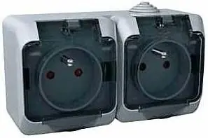 Výhodná Nabídka Zásuvka dvojnásobná Schneider Electric Cedar Plus WDE000624, 16A, IP44, čirý kryt, šedá