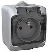 Horká Nabídka Zásuvka Schneider Electric Cedar Plus WDE000642, 16A, IP44, čirý kryt, šedá