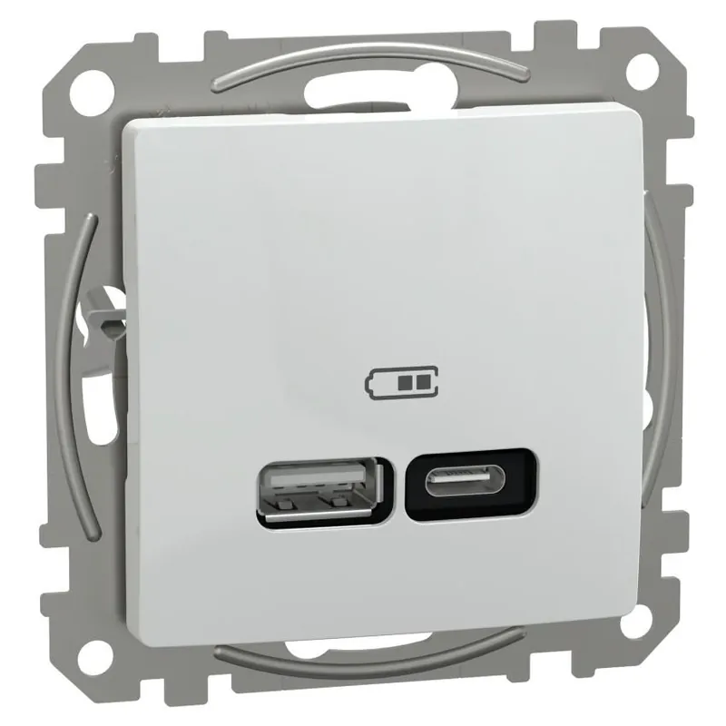 Autentický SCHNEIDER SEDNA DESIGN RYCHLONABÍJEČKA D/E DVOJITÁ USB A+C 21W BÍLÁ SDD111405