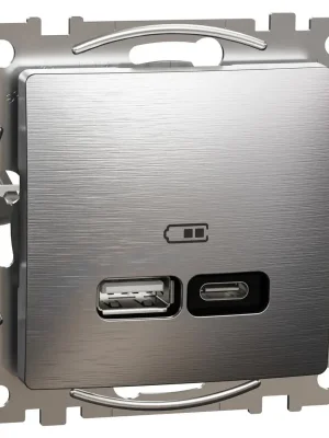 Finální Výprodej SCHNEIDER SEDNA ELEMENTS NABÍJEČKA DVOJITÁ USB A+C 2,4A 21W LEŠTĚNÝ HLINÍK SDD170405U