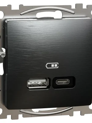 SCHNEIDER SEDNA ELEMENTS NABÍJEČKA DVOJITÁ USB A+C 2,4A 21W LEŠTĚNÝ TITAN SDD172405U Kup Teď