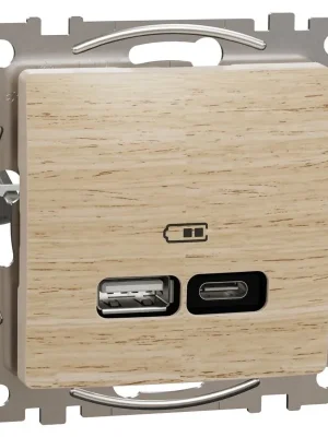 Must-Have SCHNEIDER SEDNA ELEMENTS NABÍJEČKA DVOJITÁ USB A+C 2,4A 21W BŘÍZA SDD180405U