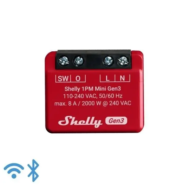 Tovární Cena SHELLY Gen3 1PM Mini Spínací modul, 4 kanály, 1-fázový, měření spotřeby,4x16A, 110-230V, WiFi, LAN