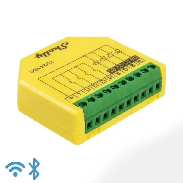 Zlevněný SHELLY Plus RGBW PM Modul řízení LED pásků, 12/24V DC, WiFi žlutá