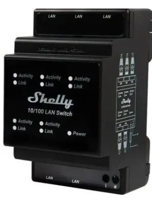 SHELLY LAN Switch Ethernetový přepínač na DIN lištu, 5xRJ45, 110-230V Super Cena