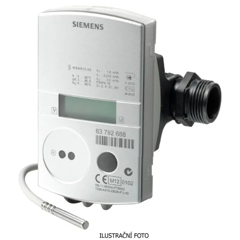 SIEMENS T230-C21-M MĚŘIČ TEPLA A CHLADU 1,5M3/H, G3/4INCH, 110MM, PN16 ČIDLA 1,5M, BATERIE 1, T230-C21-M Časově Omezené
