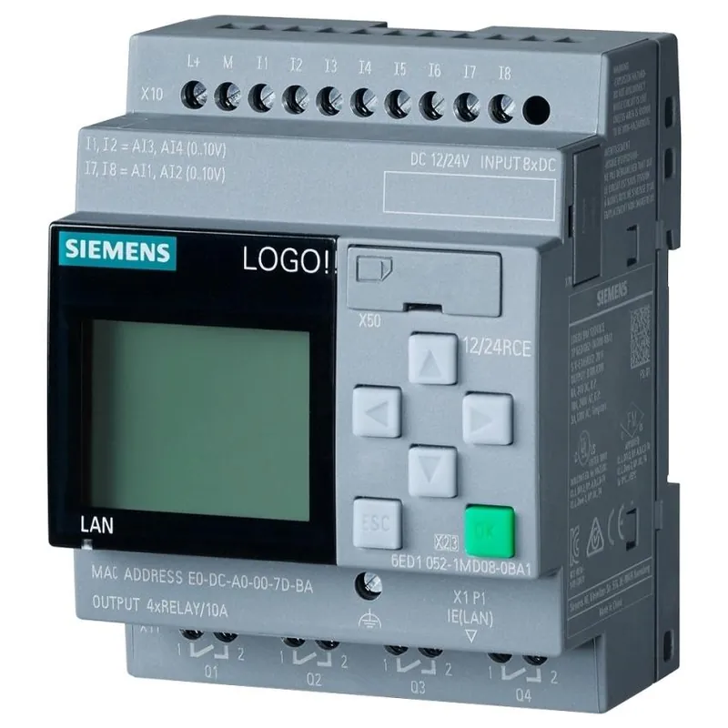 SIEMENS 6ED1052-1HB08-0BA2 LOGO! 8.4 PROG. AUTOMAT 24 RCE, 24VAC/DC, 8DI/4DO, S DISPLEJEM Sezónní Sleva