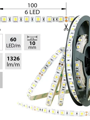 MCLED Pásek LED SMD5050 NW, 60LED/m, 14,4W/m, 1296lm/m, IP20, DC 24V, 10mm, 50m Top Prodej