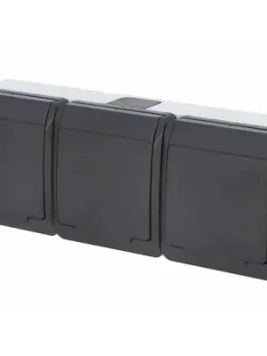 Venkovní trojzásuvka FAMATEL GALATEA IP44 s víčkem, antracit - 5323-07 Must-Have