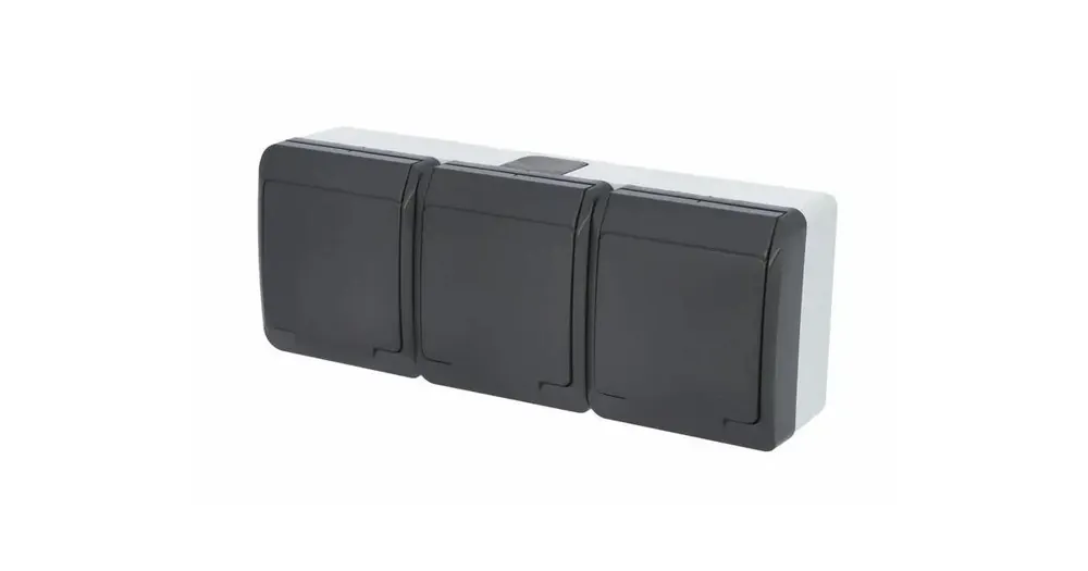 Venkovní trojzásuvka FAMATEL GALATEA IP44 s víčkem, antracit - 5323-07 Must-Have