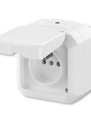 Top Prodej ABB VARIANT+ venkovní zásuvka IP54 s víčkem, 5519N-C02510 B bílá, bezšroubové svorky