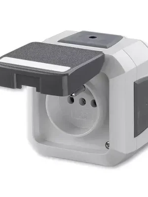 Akce ABB VARIANT+ venkovní zásuvka IP54 s víčkem, popisovým polem, průběžná, 5519N-C02542 S šedá, bezšroubové svorky