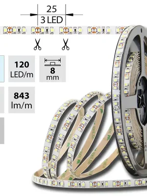 Akce MCLED Pásek LED SMD3528 studeně bílý, 120LED/M, IP20, DC 12V, 8mm, 5m