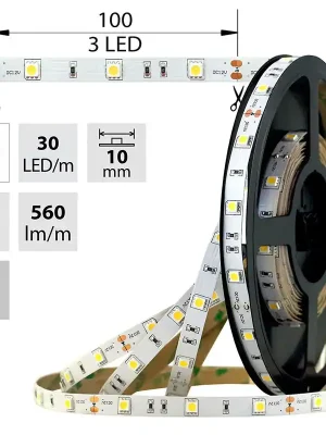 MCLED Pásek LED SMD5050 NW, 30LED/m, 7,2W/m, 560lm/m, IP20, DC 12V, 10mm, 5m Levný