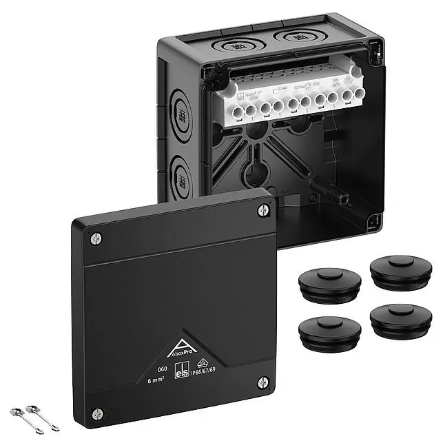 Rozbočovací krabice Spelsberg Abox Pro 060-6mm2/SW IP66/IP67/IP69 127x127x75mm se svorkovnicí 1x5x6mm2 černá 40602001 Nejlepší Cena