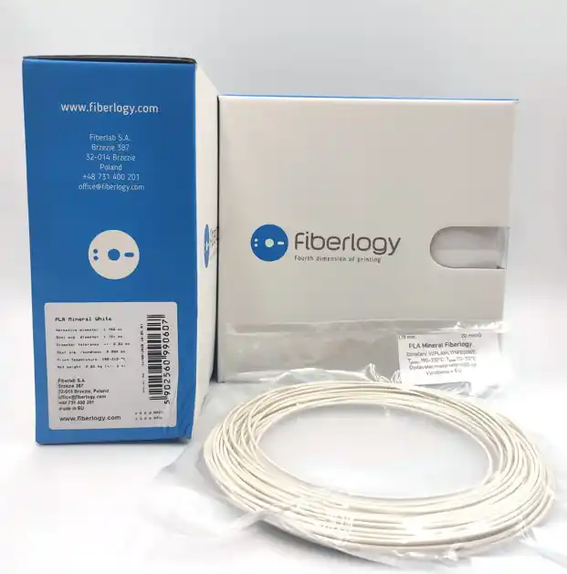 VZOREK 20 METRŮ - PLA MINERAL brousitelný filament bílý 1,75mm Fiberlogy Tovární Cena