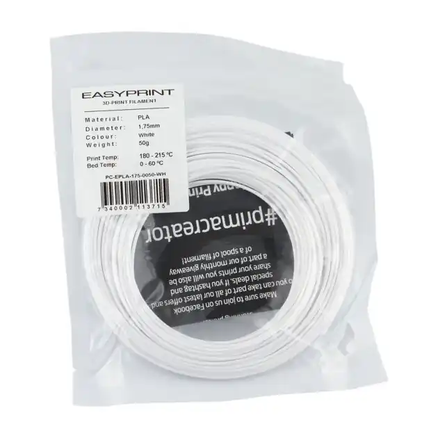 Vysoce Kvalitní Vzorek PLA EasyPrint - 1,75 mm - 35 g - bílá