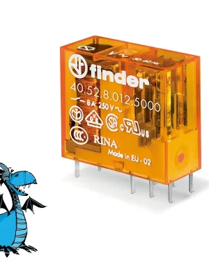 Finální Výprodej FINDER Relé 40.52.8.012.5000, 2P/8A, 12V AC, Au