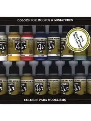 Dokud Zásoby Vydrží Vallejo Basic Colors - Acrylic 16 Airbrush Paint Set for Model and Hobby 71178